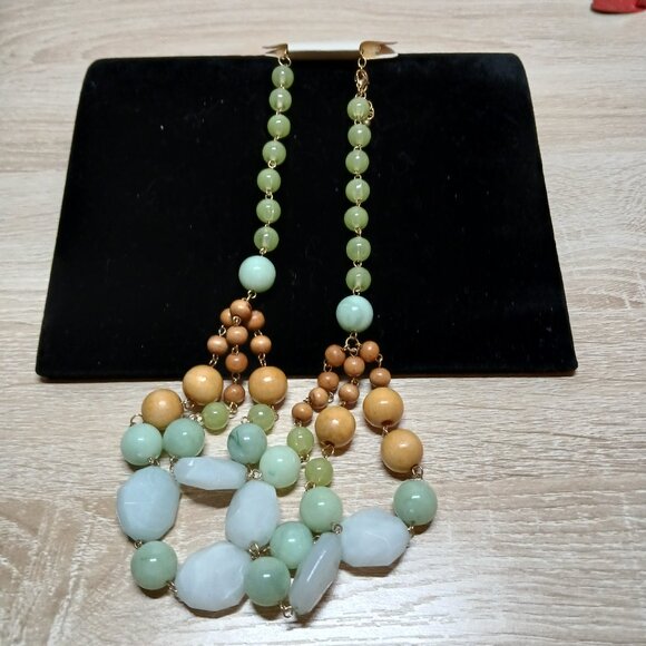NWT Sonoma Life+Style Chunky Green Blue Beaded Layered Necklace Jewelry #90 - Picture 5 of 9